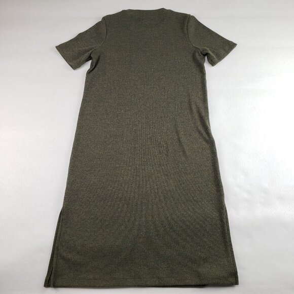 Madewell Pocket Tee Midi Dress Womens Small Green Ribbed Short Sleeve Casual - Picture 9 of 15